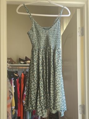 Olive Green Cactus Print Smocked Sundress